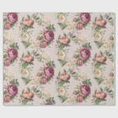 Papier Cadeau Fête des mariées de couronne de tourbe rose (Plat)