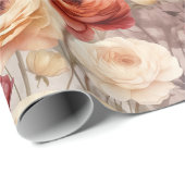 Papier Cadeau Fête des mariées de fleurs de printemps de crème B (Coin rond)