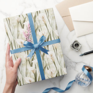 Papier Cadeau Fête des mariées florale blanche Calla Lily