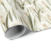 Papier Cadeau Fête des mariées florale blanche Calla Lily (Coin rond)