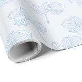 Papier Cadeau Fête des mariées Flore Bleu Délicat (Coin rond)