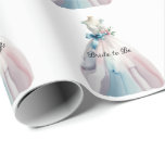 Papier Cadeau Fête des mariées Mariage robe mariée à être<br><div class="desc">Robe de mariage de douche nuptiale dans les tons pastel texte "Bride to Be"</div>