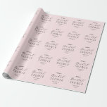 Papier Cadeau Fête des mariées rose noir Script chic<br><div class="desc">Papier d'enveloppement de Fête des mariées rose et noire avec élégant script de typographie noire. D'autres produits avec ce design sont dans la collection ci-dessous.</div>