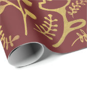 Papier Cadeau Fête des Mères de la couronne d'or fleurie (Coin rond)