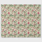 Papier Cadeau Fête des ornements de Noël rose, rouge et vert (Plat)