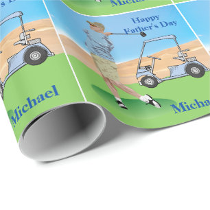 Papier Cadeau Fête des pères de golf cadeau personnalisé