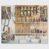 Papier Cadeau Fête des pères de papa d'enthousiaste des outils (Plat)