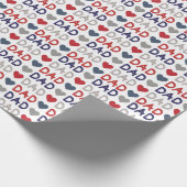 Papier Cadeau Fête des pères de typographie de script bleu rouge (Coin)