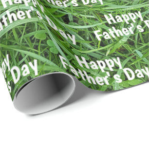 Papier Cadeau Fête des Pères Herbe Verte