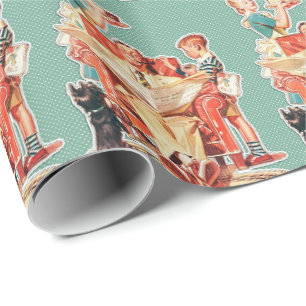 Papier Cadeau Fête des pères papa famille vintage Anniversaire
