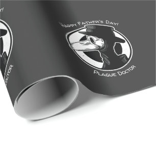 Papier Cadeau Fête des pères Plague Doctor Bird Mask B/W Steampu