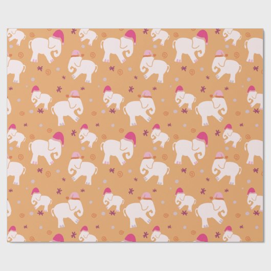 Papier Cadeau Fête des petits éléphants blancs (Plat)