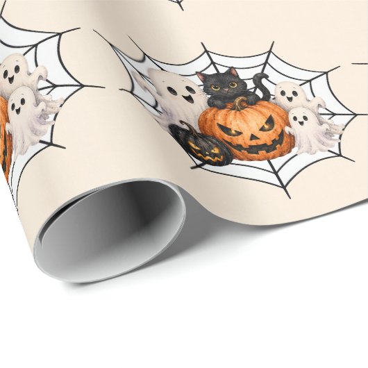 Papier Cadeau Fête d'Halloween effrayante (Coin rond)