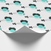 Papier Cadeau Fête du ballon turquoise et noir (Coin)