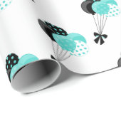 Papier Cadeau Fête du ballon turquoise et noir (Coin rond)