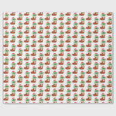 Papier Cadeau fête du dragon de Noël carrelé (Plat)