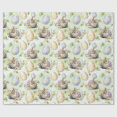 Papier Cadeau Fête du lapin de Pâques de printemps (Plat)