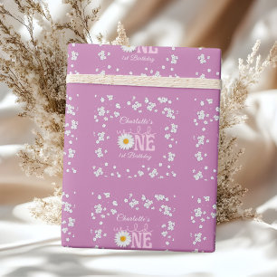 Papier Cadeau Fête du premier anniversaire de Purple Daisy Wild