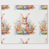 Papier Cadeau Fête du printemps - Lapin de Pâques (Plat)