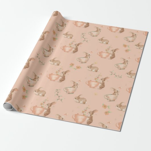 Papier Cadeau fête du thé à petits lapins (Déroulé)