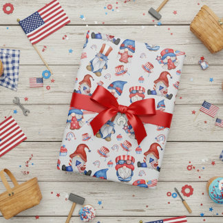 Papier Cadeau Fête du Travail Gnome Fête de l'Amérique