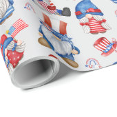 Papier Cadeau Fête du Travail Gnome Fête de l'Amérique (Coin rond)