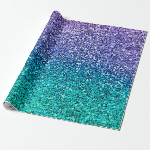 Papier Cadeau Fête Étincelante Violet Lavande & Vert Aqua