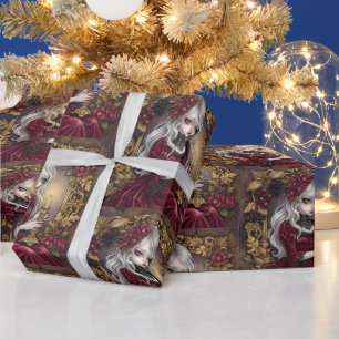 Papier Cadeau Fête féerique sombre et fantaisiste d'hiver