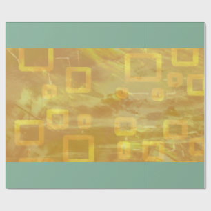 Papier Cadeau Fête festive moderne chic vert et jaune
