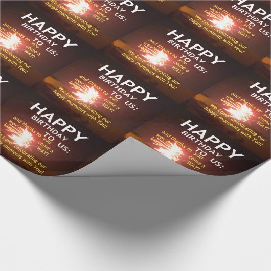 Papier Cadeau Fête Fireworks avec message Merci (Coin)