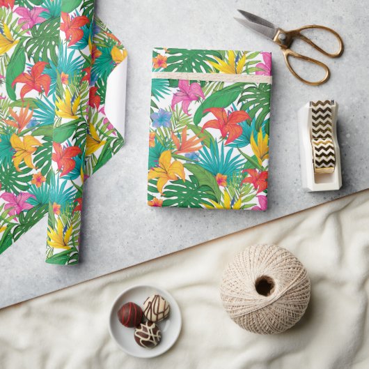 Papier Cadeau Fête florale tropicale (Artisanat)