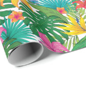 Papier Cadeau Fête florale tropicale (Coin rond)