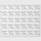 Papier Cadeau Fête heureuse moderne personnalisée (Plat)