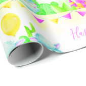 Papier Cadeau Fête Llama Joyeux anniversaire (Coin rond)