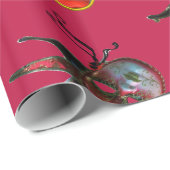 Papier Cadeau Fête mascarade du carnaval BLACK RED JESTER MASK (Coin rond)