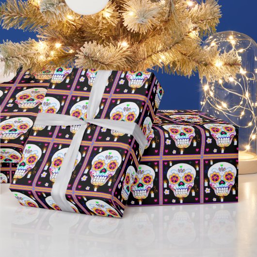Papier Cadeau Fête Mexicaine Du Crâne Sucrier Mort (Vacances)