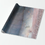 Papier Cadeau Fête moderne aquarelle bleu et rose or rose<br><div class="desc">Papier Cadeau</div>