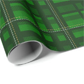 Papier Cadeau Fête motif de madras vert traditionnel (Coin rond)