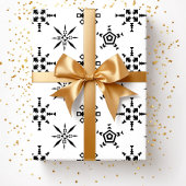 Papier Cadeau Fête Noir Et Blanc Fête De Flamme De Neige