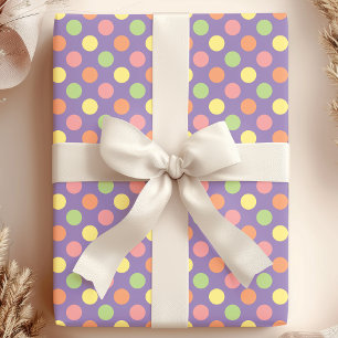 Papier Cadeau Fête Pastel Coloré à Points