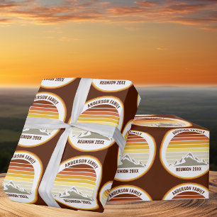 Papier Cadeau Fête personnalisée Retro Mountain Sunset