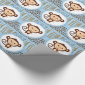 Papier Cadeau Fête Prénatale Bébé Singe Garçon (Coin)
