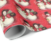 Papier Cadeau fête rétro vintage Noël en couple (Coin rond)