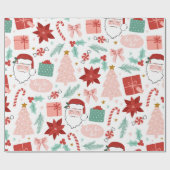Papier Cadeau Fête rose et rouge Enveloppement de Noël (Plat)