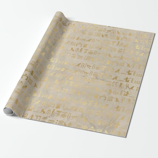 Papier Cadeau Fête sur le thème de l'Égypte en feuille d'or (Déroulé)