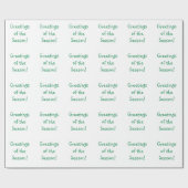 Papier Cadeau Fête Vert Font Salutations De La Saison (Plat)