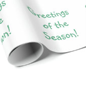 Papier Cadeau Fête Vert Font Salutations De La Saison (Coin rond)