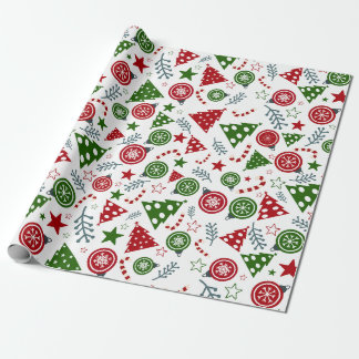 Papier Cadeau Fête verte et rouge Noël