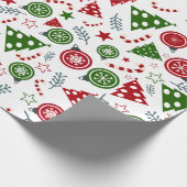 Papier Cadeau Fête verte et rouge Noël (Coin)
