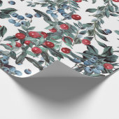 Papier Cadeau Fête vintage Berries rouges et bleues (Coin)